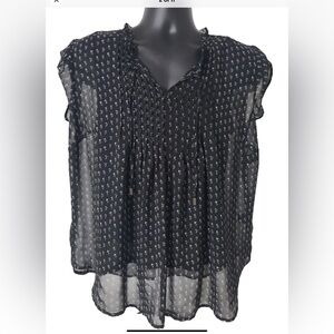 Liz Claiborne Black and White Patterned Blouse size XL women’s NWT